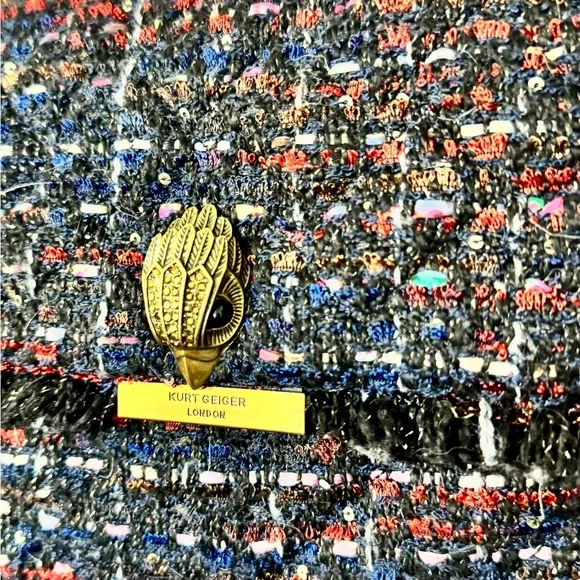 Kurt Geiger London Kensington Tweed Chain Shoulder Bag Multicolor Eagle Clasp - Picture 3 of 4